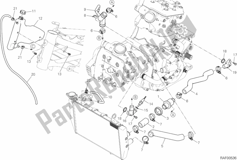 All parts for the Cooling Circuit of the Ducati Multistrada 1200 Enduro Thailand 2017